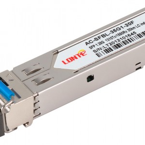 SFP WDM 1.25G Tx1310/Rx1550 20km LC DDM, industrial